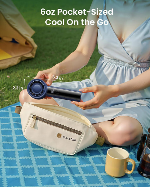 Gaiatop Powerful Handheld Fan Rechargeable, High Speed 100-Level Turbo Cooling, Portable Pocket Small Hand Fan, Summer Outdoor Travel Essentials, Dad Gifts for Men Women, Navy Blue