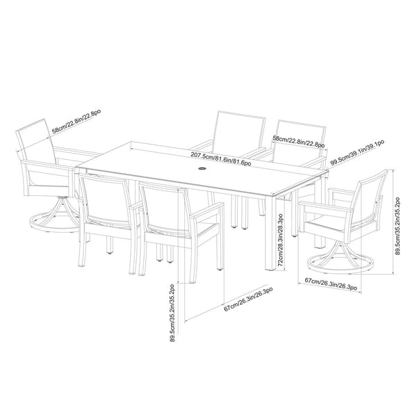 Sunvilla Fairchild 7 Piece Sling Dining Patio Set + Cover