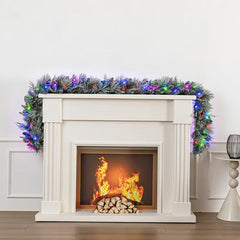 9Ft Pre-Lit Flocked Garland with Twinkle LED Lights