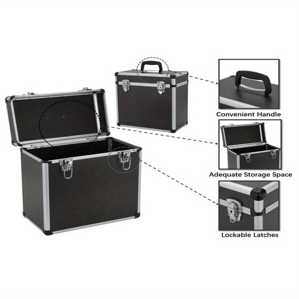 Vinyl Record Storage 12, LP Case Album Collection DJ Carry Storage Cases Lockable Box LP Case Vinyl Record Storage Carry Box Holds up to 50pcs Albums Record Collection Chest