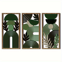 Set of Three Hollow Wooden Wall Decorations, Perfect for a Rustic Style Bedroom Or Living Room