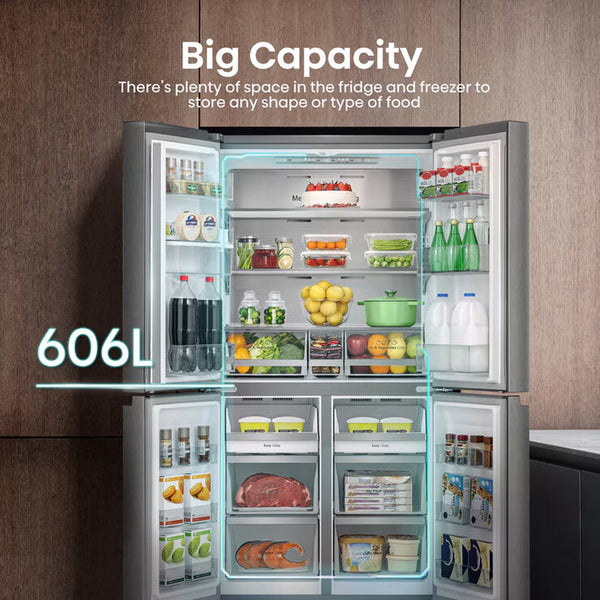 Hisense RQ758N4SWSE, Pureflat Multi Door Fridge Freezer, E Rated in Silver