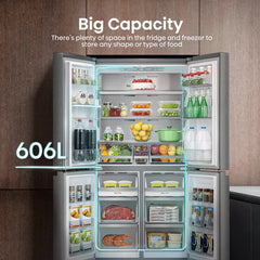 Hisense RQ758N4SWSE, Pureflat Multi Door Fridge Freezer, E Rated in Silver