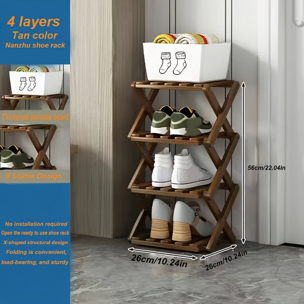 1pc Free Installation Retractable Shoe Rack, Foldable 3-9 Layer Shoe Rack, Small Narrow Doorway Home, Multi-layer Simple Shoe Cabinet