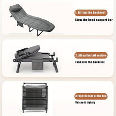 Sun Lounger with Cushion 6-Position Adjustable Folding Sun Lounger Portable 280kg Max. Load Sunloungers with Strap 200x65x32cm Sun Bed for Garden Pools Camping Indoor, Gray
