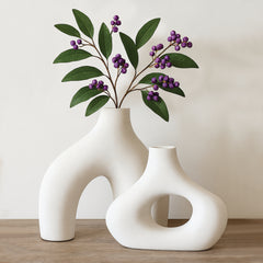 Nordic Style Ceramic Vase Set of 2 – Modern White Decorative Vases for Home, Shelf & Table Décor