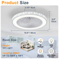 Ceiling Fans with Lights And Remote, 48Cm LED Fan Ceiling Light, 3000K-6000K Dimmable Smart Ceiling Fan Light, 6 Wind Speeds & Reversible, Modern Fan Light Ceiling for Bedroom Kitchen Living Room
