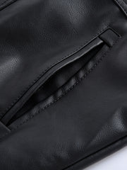 2907 Cross-Border New Double-Zipper Hooded Faux Leather Jacket Men'S Casual Fashion Motorcycle Jacket Men'S Korean Version Trendy Solid Color Coat Men