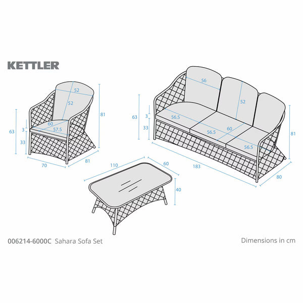 Kettler Sahara 4 Piece Wicker Patio Set