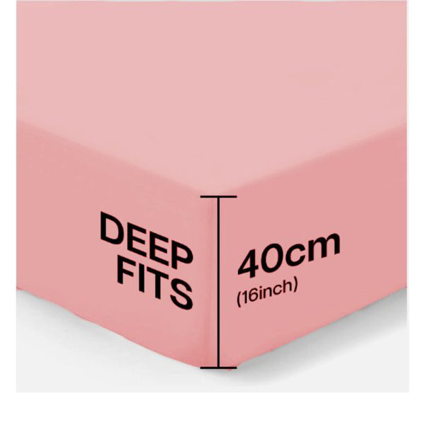 4B 40CM Extra Deep Fitted Sheets with All Around Elastic, Secure Fit for Thick & Pillow Top Mattresses, Wrinkle Resistant Bedding for Everyday Use, Easy Wash & Quick Dry, Smooth Finish for Modern Bedrooms, Durable Long Lasting Mattress Cover, Multiple Siz
