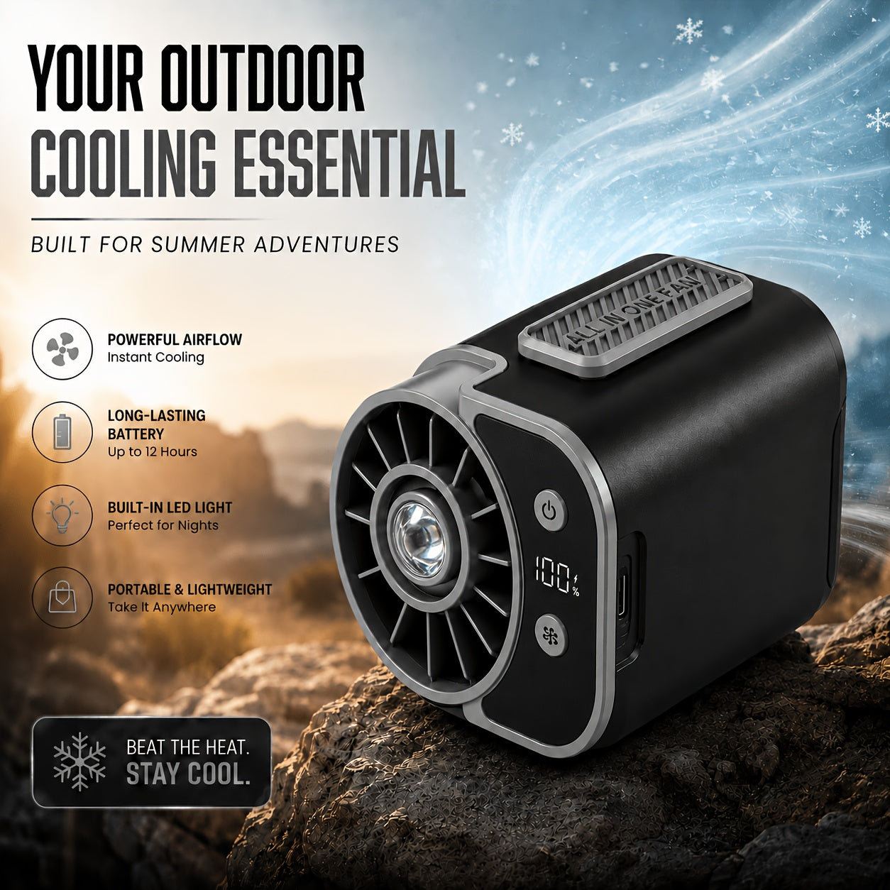 Neck-hanging Portable Waist Fan, Featuring An 18000RPM Powerful Brushless Motor, 5 Adjustable Wind Speedsand A 5000mAh High-capacity Long-lasting Battery. Equipped with An LED Power Indicator, It Is Suitable for Outdoor Work, Camping