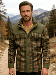 Men's American Size Autumn/Winter Fleece-Lined Warm Plaid Jacket