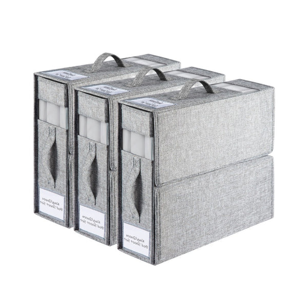 Foldable bed sheet storage box, wardrobe storage box with handle and window, suitable for storing bed sheets, blankets, towels
