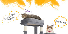 170cm Large Cat Tree, Cat Tower for Maine Cat, Multi-Storey Scratching Post with Large Perch, Washable Mat, Cat House Furniture with 2 Caves, 8 Scratching Posts, Light Grey, Dark Grey
