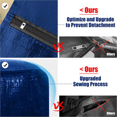 Cosy Family 4 Pack Heavy Duty Extra Large Moving Bags with Backpack Straps - Strong Handles & Zippers, Storage Totes for Space Saving, Fold Flat, Alternative to Moving Box (X-Large-Set of 4, Blue)