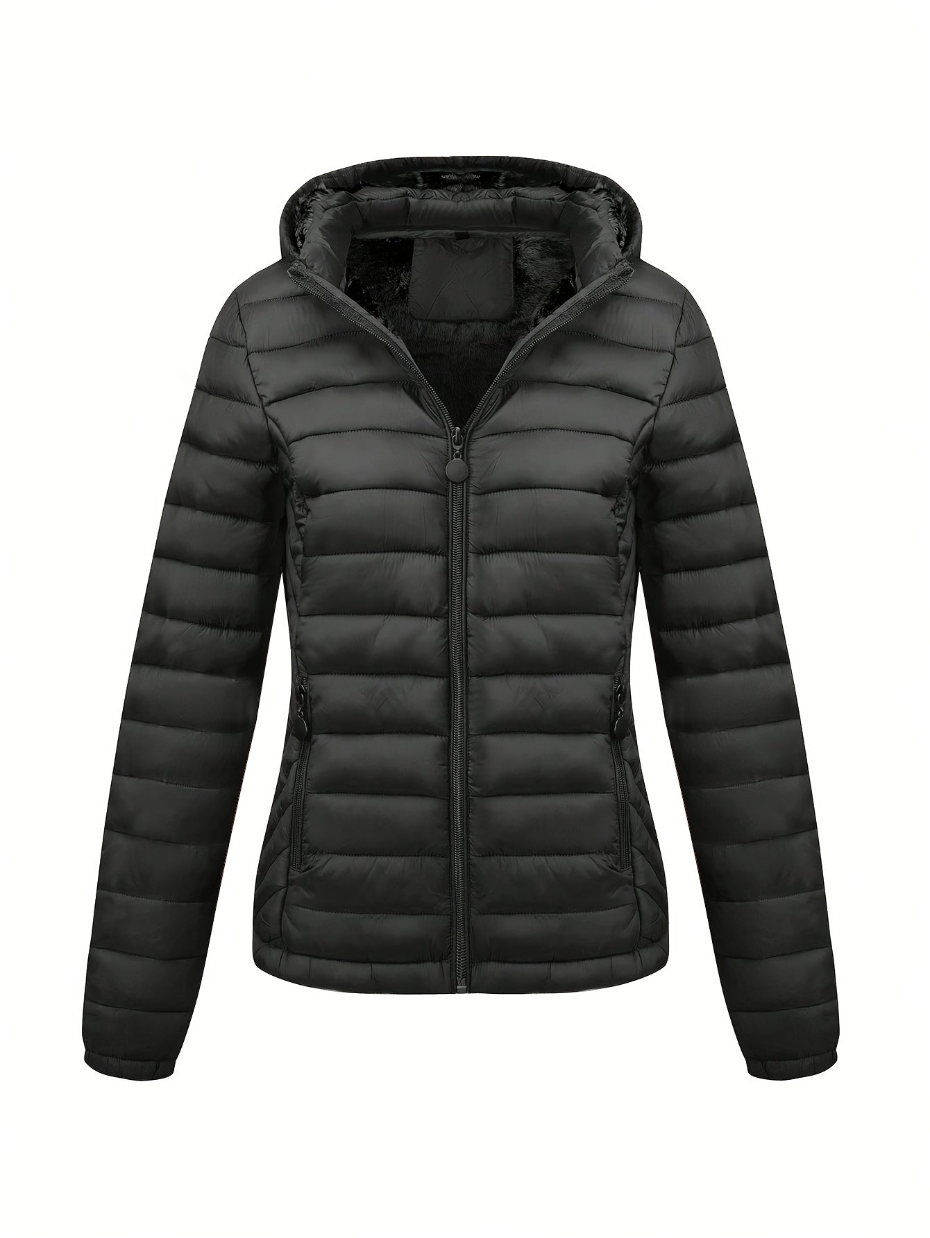 Women's Autumn/Winter Simple Lightweight Hooded Commuter Padded Coat with Pockets