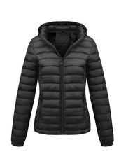 Women's Autumn/Winter Simple Lightweight Hooded Commuter Padded Coat with Pockets
