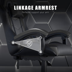 GartistGo Ergonomic Gaming Chair - Gamer Chairs with Lumbar Cushion + Headrest, Height-Adjustable Office & Computer Chair for Adults, Girls, Boys (Without footrest)