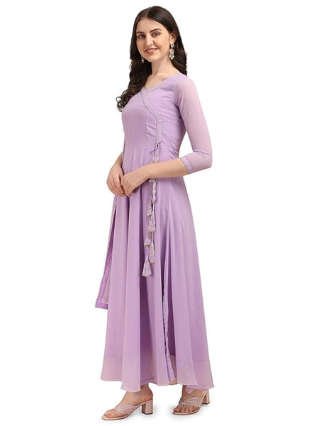 Estationeryhouse Women's Georgette Anarkali Kurta Kurti with Dupatta (Bottoms not Included)