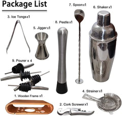 AYAOQIANG Cocktail Making Set, Cocktail Shaker Set with Stand, 750Ml Stainless Steel Shaker for Cocktail, Home Bar Cocktail Tool Set for Bartender,Gift for Men Birthday,Thanksgiving,Christmas