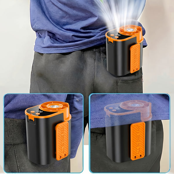 5-In-1 Cooling Fan, Waist Fan, Clamp Fan, Desktop Fan And Handheld Fan, 199 Speed Settings, with LED Display, Silent Motor, Quick Charging And Shock-Resistant Design. Father'S Day Gift, Suitable for Daily Use
