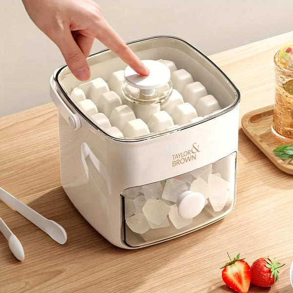 48-lce Cube Maker with Easy-Press Lid - Large Capacity, Double Layer Design, Food-Grade Plastic Storage Tray for Freezer. Essential Kitchen Gadget. RV kitchen, suitable for family scenes