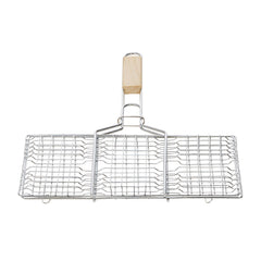 1pc Heavy-Duty Metal Barbecue Mesh Clip | Commercial Barbecue Grill, Square Burger Clip, 32cm Handle, Suitable for Courtyard Gatherings and Barbecues, 33.5 X 20cm
