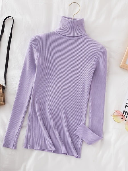 3pcs Women's Solid Color High Neck Turtle Neck Sweaters - Long Sleeve Office Wear, Soft Stretchable Winter Pullover, Suit Top, Machine Washable for or Semi-Formal Attire