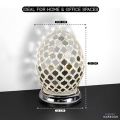 Mosaic Star Pearl Egg Lamp with Chrome Base 21cm Mirror Tile Effect Bedroom Light, Bulb Included, 230V 4W, Decorative Table Lamp for Home Bedroom Office Decor Warm Light [Energy Class A]