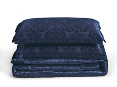 3 Piece Velvet Quilted Bedspread Set Jacquard Damask Bed Cover with Pillow Shams | Luxury Soft Polyester Bedspread for Double King Super King Beds | Modern Elegant Bedroom Bedding Set