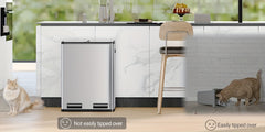 Kitchen Bin, (2 X 30L) 60L Recycling Bins, Pedal Bin with Lid, Stainless Steel Kitchen Bins Recycling And Waste, Silent Slow-Down Closing Lid, with 15 Exclusive Trash Bags, Silvery