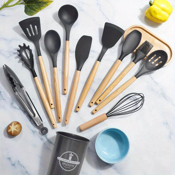 12 Silicone Kitchen Utensil Set, Non Stick Baking Cooking Utensils Cooking Spoon Tools