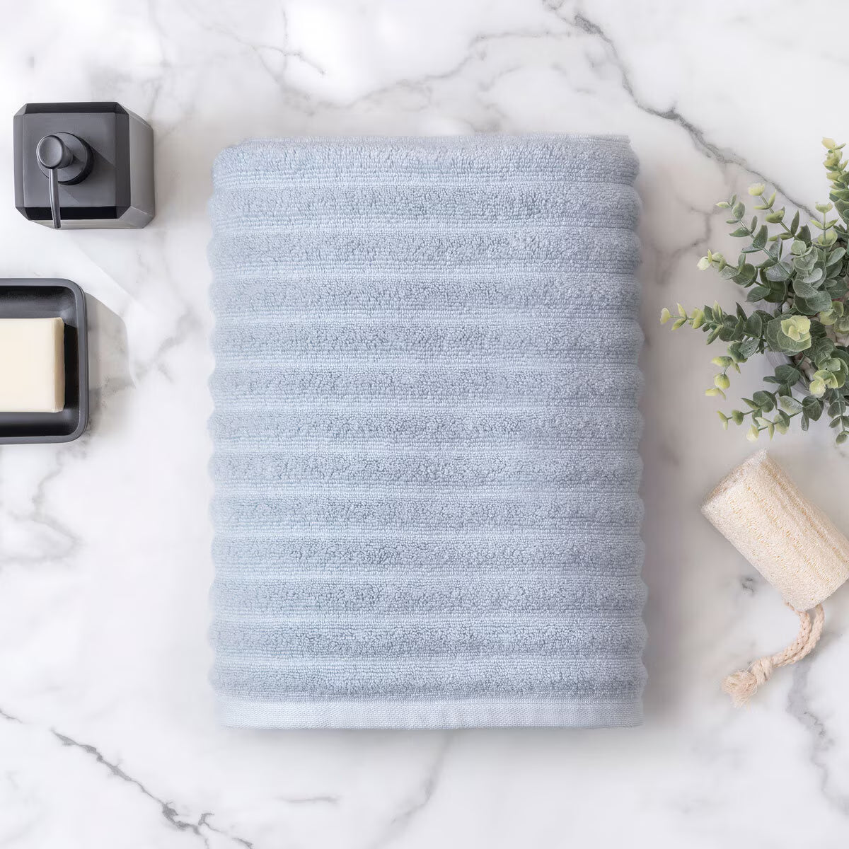 Welhome Bumpy Texture 100% Cotton Bath Towel in Blue, 76 X 147 Cm
