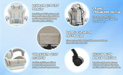 Gaming Chair Computer Chair Office Chair Racing Chair Desk Chair Swivel Chair Cute Gamer Chair Ergonomic Chair with Footrest And Backrest Support, Chair for Adult Gray