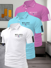 Three-Piece Summer Men'S Polo Shirt, Top, Running, Sports, Gym Breathable, Quick-Dry, Business, Casual, Vacation Polo Shirt, Fashionable Short-Sleeve Golf Shirt