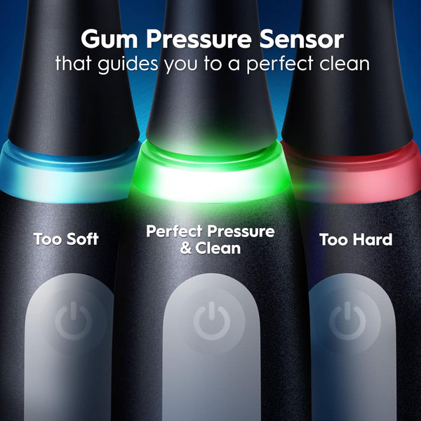 Oral-B Io3 Electric Toothbrush, 2 Toothbrush Heads, Pressure Sensor, Toothbrush for Adults with Travel Case, Gift Ideas for Him/Her, Matt Black, UK 2 Pin Plug