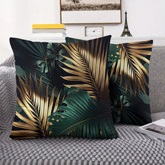 2D Flat - 2pcs Single-sided Tropical Leaf Pillowcases | Polyester, Retro Nordic Style, Machine Washable, Zipper Closure, Suitable for Sofa, Living Room, Bedroom, Car Cushions, No Inner Core, Sizes 14x14, 16x16, 18x18, 20x20