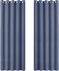 PONY DANCE Grey Blackout Thermal Insulated Curtains for Bedroom, 46 X 54 Inch Short Eyelet Curtains & Drapes, Soft Black Out 2 Panels for Window Living Room/Kitchen