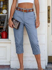 Women'S High-Waisted Straight-Leg Cropped Casual Pants | Side-Pocket Design, Breathable Drape Fabric, Office & Commute Pants | 2026 Summer New Arrival Women'S Casual Pants, Summer Women'S Clothing, Women'S, Affordable