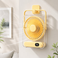 Rechargeable USB Desktop Fan (5000Mah Battery Included): Ultra-Quiet Operation with a Foldable Design And Digital Battery Level Display. Constructed from Durable Acrylic Material. A Device Perfect for Home Use