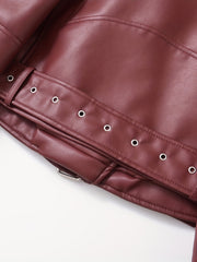 2025 Short Faux Leather Jacket Spring And Autumn American Retro Temperament Motorcycle Jacket Top Coat Women'S Clothing