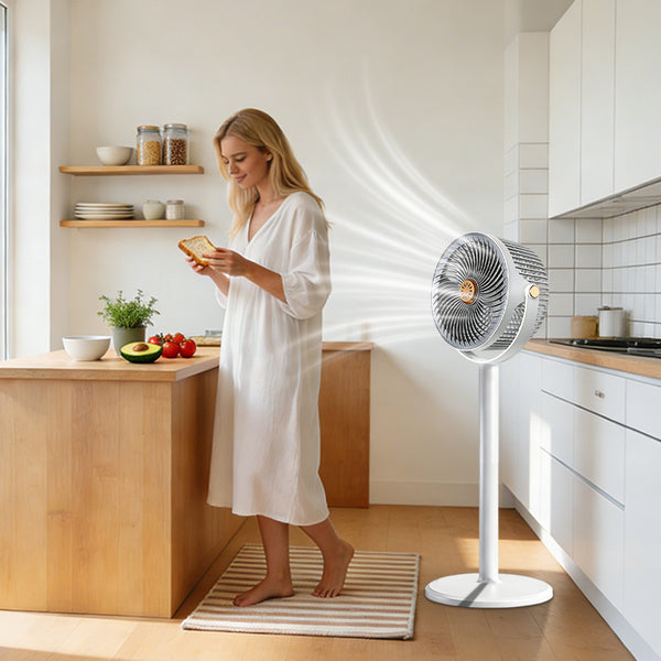 5-in-1 Floor Standing Circulating Fan, 5 Speeds Quiet Adjustable Height Fan (29.5-88cm), 360° Up & Down Tilt, Silent Stable Air Circulator Fan for Bedroom, Living Room, Office, Dorm, Portable Cooling Fan for Home, Office, Travel, Ideal for Hot Flashes, Sl