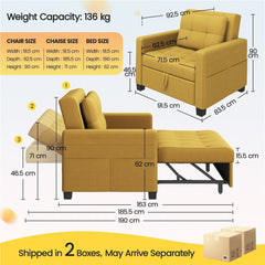 Costoffs 3-in-1 Convertible Sleeper Chair Bed, Tufted Futon Sofa Chair with Adjustable Backrest & Back Pillow, Multi-Function Sleep Chair Bed for Small Space, Apartment, Studio, Guest Room, Home Living Room Furniture