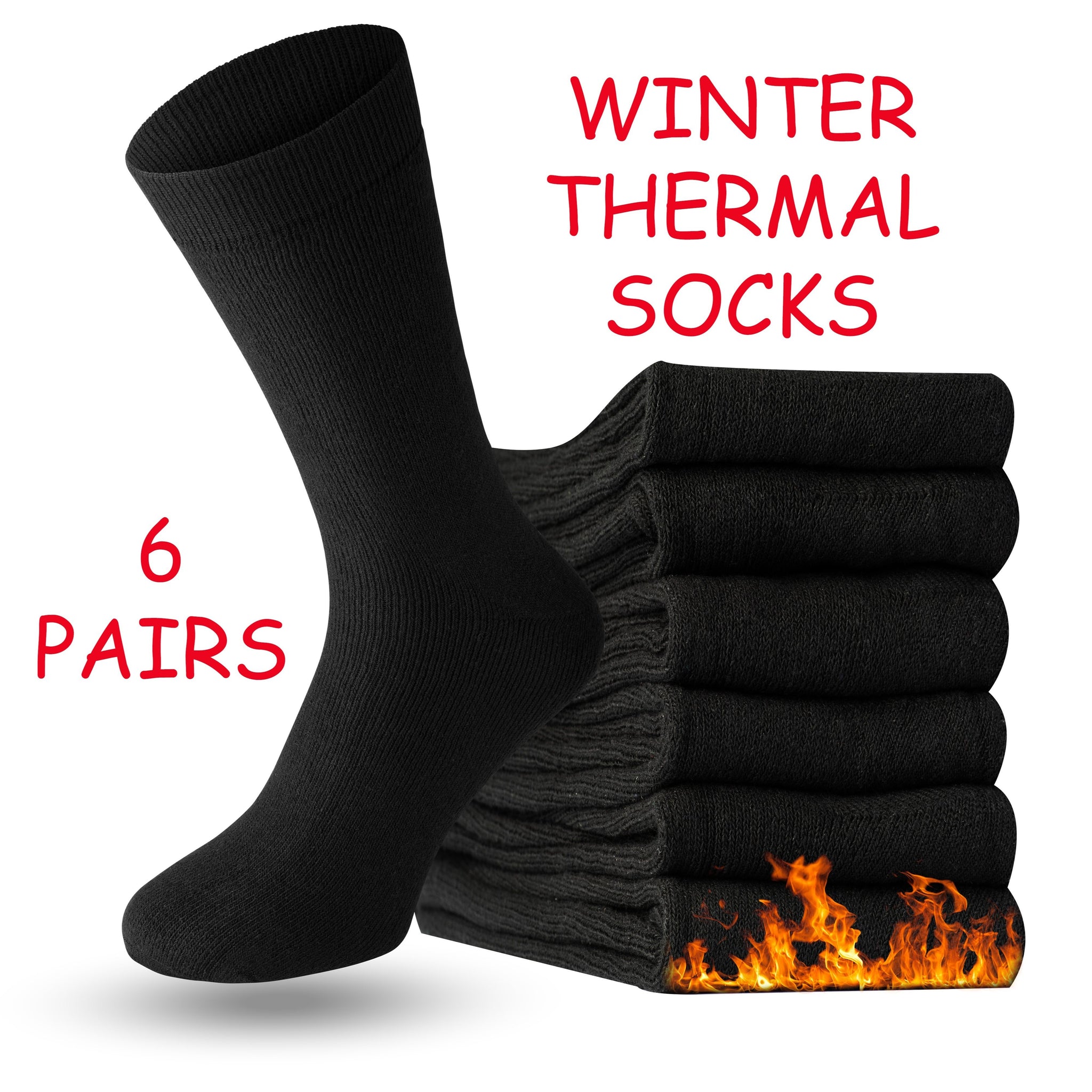 6 Pairs of Men's Thermal Ultra Warm Cotton Rich Thermal Socks - UK Size 6-11 - Perfect for all Season Wear, Have a Mid Tube Design for Ultimate Comfort