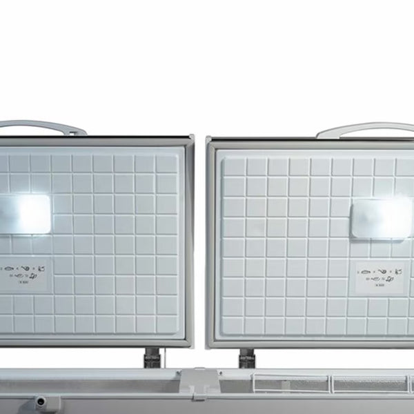 Contender FZC019 Commercial 655L Twin Lid Chest Freezer, D Rated in White