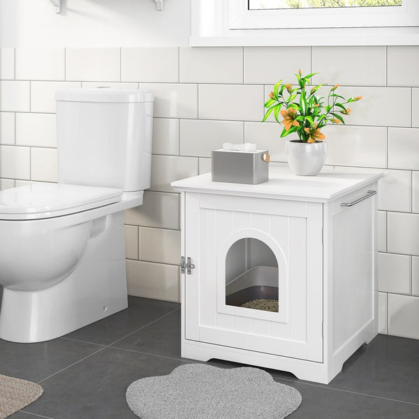 Costoffs Enclosed Litter Box, Decorative Cat House, Pet Side Table, Indoor Pet Crate, Cat Litter Box Enclosures, Decorative Litter Box, Versatile Furniture, Cat Washroom for Living Room, Hallway, Bathroom