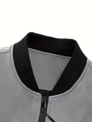 Men'S Casual Bomber Jacket | Spring-Autumn, Non-Stretch, Baseball Collar, Multiple Pockets, Zipper Closure