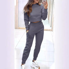 2024 New Style - Autumn and Winter Women's high-neck, fitted long-sleeved Casual Set