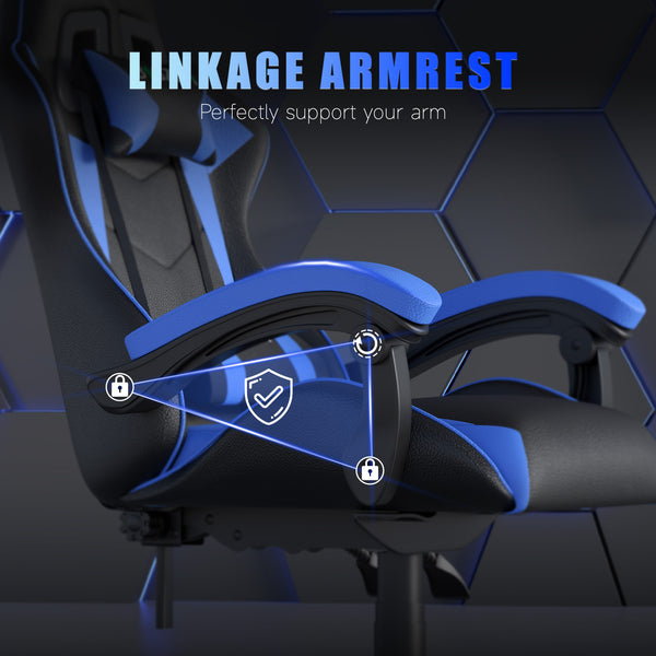 GartistGo Ergonomic Gaming Chair - Gamer Chairs with Lumbar Cushion + Headrest, Height-Adjustable Office & Computer Chair for Adults, Girls, Boys (Without footrest)