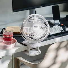 Desk fan with clip, rechargeable, 15.5 cm, 360° rotation, USB-C, Adler